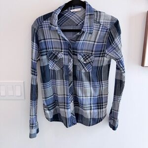 Plaid Button Down Shirt - Blue and Gray